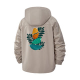 Modern Bird Illustration Unisex Full-Zip Printed Waterproof Hooded Windbreaker