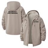 Funny Slogan Unisex Full-Zip Printed Waterproof Hooded Windbreaker