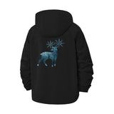 Snowflake Deer Unisex Full-Zip Printed Waterproof Hooded Windbreaker