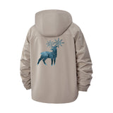 Snowflake Deer Unisex Full-Zip Printed Waterproof Hooded Windbreaker