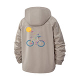 Abstract Bicycle and Sun Unisex Full-Zip Printed Waterproof Hooded Windbreaker