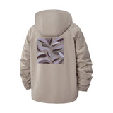 Abstract Leaf Design Unisex Full-Zip Printed Waterproof Hooded Windbreaker