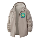Hidden Cat in Jungle Unisex Full-Zip Printed Waterproof Hooded Windbreaker