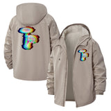 Glitch Mushroom Unisex Full-Zip Printed Waterproof Hooded Windbreaker