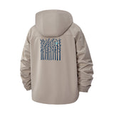 Minimal Stripe Graphic Unisex Full-Zip Printed Waterproof Hooded Windbreaker