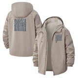 Minimal Stripe Graphic Unisex Full-Zip Printed Waterproof Hooded Windbreaker