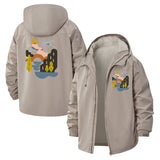Abstract Night Landscape Unisex Full-Zip Printed Waterproof Hooded Windbreaker