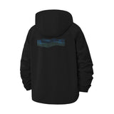 Wavy Line Graphic Unisex Full-Zip Printed Waterproof Hooded Windbreaker