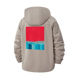 Abstract Geometric Unisex Full-Zip Printed Waterproof Hooded Windbreaker