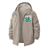 Agave Botanical Unisex Full-Zip Printed Waterproof Hooded Windbreaker