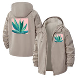 Agave Botanical Unisex Full-Zip Printed Waterproof Hooded Windbreaker