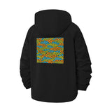 Abstract Dotted Pattern Unisex Full-Zip Printed Waterproof Hooded Windbreaker