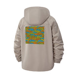 Abstract Dotted Pattern Unisex Full-Zip Printed Waterproof Hooded Windbreaker