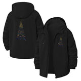 Festive Tree Unisex Full-Zip Printed Waterproof Hooded Windbreaker