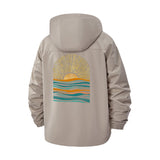 Sunrise Waves Unisex Full-Zip Printed Waterproof Hooded Windbreaker