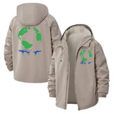 Melting Earth Unisex Full-Zip Printed Waterproof Hooded Windbreaker