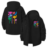 Colorful Floral Unisex Full-Zip Printed Waterproof Hooded Windbreaker