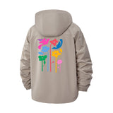 Colorful Floral Unisex Full-Zip Printed Waterproof Hooded Windbreaker