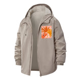 Tropical Palm Leaves Unisex Full-Zip Printed Waterproof Hooded Windbreaker