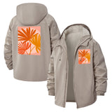 Tropical Palm Leaves Unisex Full-Zip Printed Waterproof Hooded Windbreaker