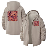 Leaf Motif Unisex Full-Zip Printed Waterproof Hooded Windbreaker