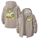 Sunset Botanical Cat Unisex Full-Zip Printed Waterproof Hooded Windbreaker
