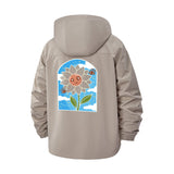 Smiling Sunflower Unisex Full-Zip Printed Waterproof Hooded Windbreaker