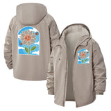 Smiling Sunflower Unisex Full-Zip Printed Waterproof Hooded Windbreaker