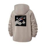 Abstract Liquid Chrome Unisex Full-Zip Printed Waterproof Hooded Windbreaker
