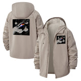 Abstract Liquid Chrome Unisex Full-Zip Printed Waterproof Hooded Windbreaker