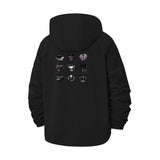Broken Heart Motif Unisex Full-Zip Printed Waterproof Hooded Windbreaker
