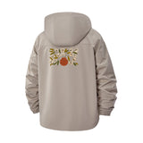 Floral Pumpkin Unisex Full-Zip Printed Waterproof Hooded Windbreaker