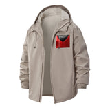 Futuristic Chest Armor Unisex Full-Zip Printed Waterproof Hooded Windbreaker