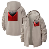 Futuristic Chest Armor Unisex Full-Zip Printed Waterproof Hooded Windbreaker
