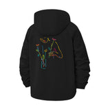 Abstract Floral Line Art Unisex Full-Zip Printed Waterproof Hooded Windbreaker