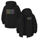 Rainbow Heart Pattern Unisex Full-Zip Printed Waterproof Hooded Windbreaker