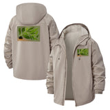 Botanical Leaves Unisex Full-Zip Printed Waterproof Hooded Windbreaker
