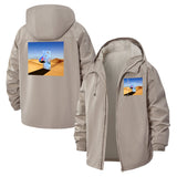 Surreal Desert Sculpture Unisex Full-Zip Printed Waterproof Hooded Windbreaker