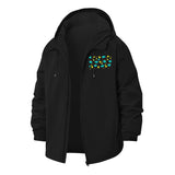 Retro Geometric Shapes Unisex Full-Zip Printed Waterproof Hooded Windbreaker
