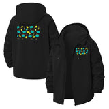 Retro Geometric Shapes Unisex Full-Zip Printed Waterproof Hooded Windbreaker