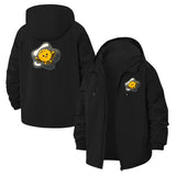 Cartoon Fried Egg Unisex Full-Zip Printed Waterproof Hooded Windbreaker