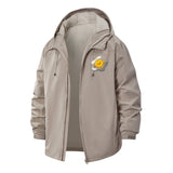Cartoon Fried Egg Unisex Full-Zip Printed Waterproof Hooded Windbreaker