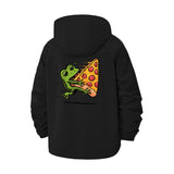 Frog Eating Pizza Unisex Full-Zip Printed Waterproof Hooded Windbreaker