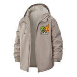 Frog Eating Pizza Unisex Full-Zip Printed Waterproof Hooded Windbreaker