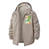 Modern Botanical Art Unisex Full-Zip Printed Waterproof Hooded Windbreaker