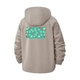 Playful Heart Pattern Unisex Full-Zip Printed Waterproof Hooded Windbreaker