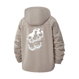 Cat and Skull Art Unisex Full-Zip Printed Waterproof Hooded Windbreaker