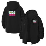 Stay Weird Unisex Full-Zip Printed Waterproof Hooded Windbreaker