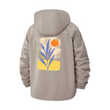Abstract Botanical Art Unisex Full-Zip Printed Waterproof Hooded Windbreaker