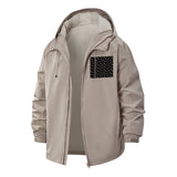 Typographic Pattern Unisex Full-Zip Printed Waterproof Hooded Windbreaker